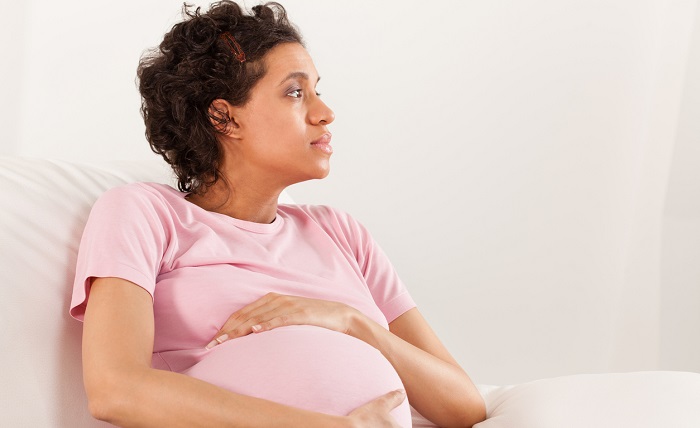 Worried pregnant woman